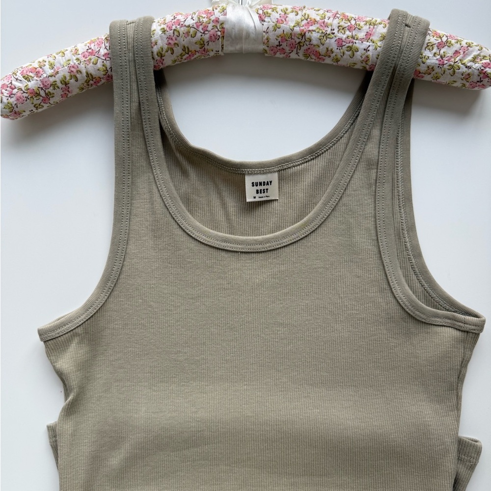 Aritzia Sunday Best Sage Ribbed Tank